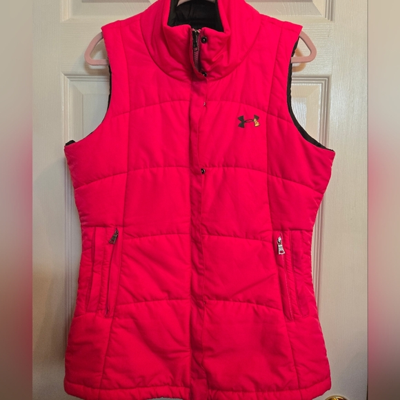 Under Armour Womens Puffer Vest Size Large Pink Insulated Full Zip - Picture 3 of 9